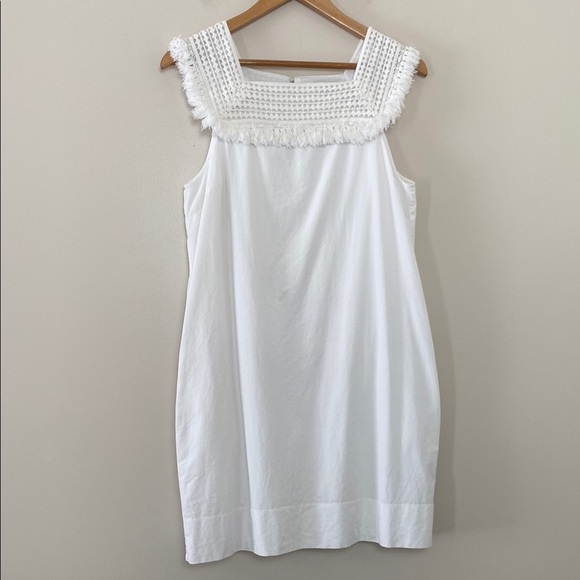 Madewell Dresses & Skirts - Madewell Sundream Fringe Shift Dress Crochet Sleeveless White Size 10